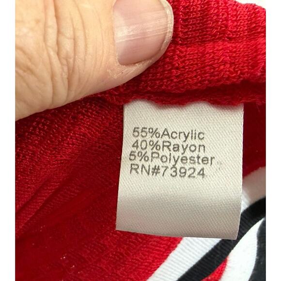 Ming Wang Red White Black Knit Open Jacket Cardigan Petite Extra Small Old Money - Picture 9 of 9